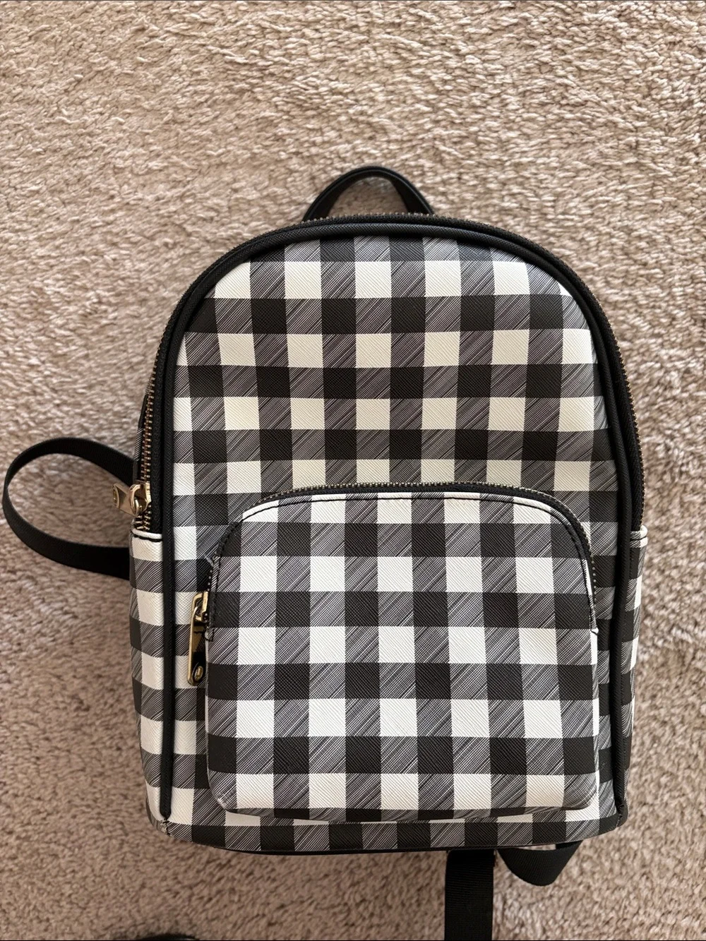 Claire’s Black and White Gingham Mini Backpack - young girls Bag